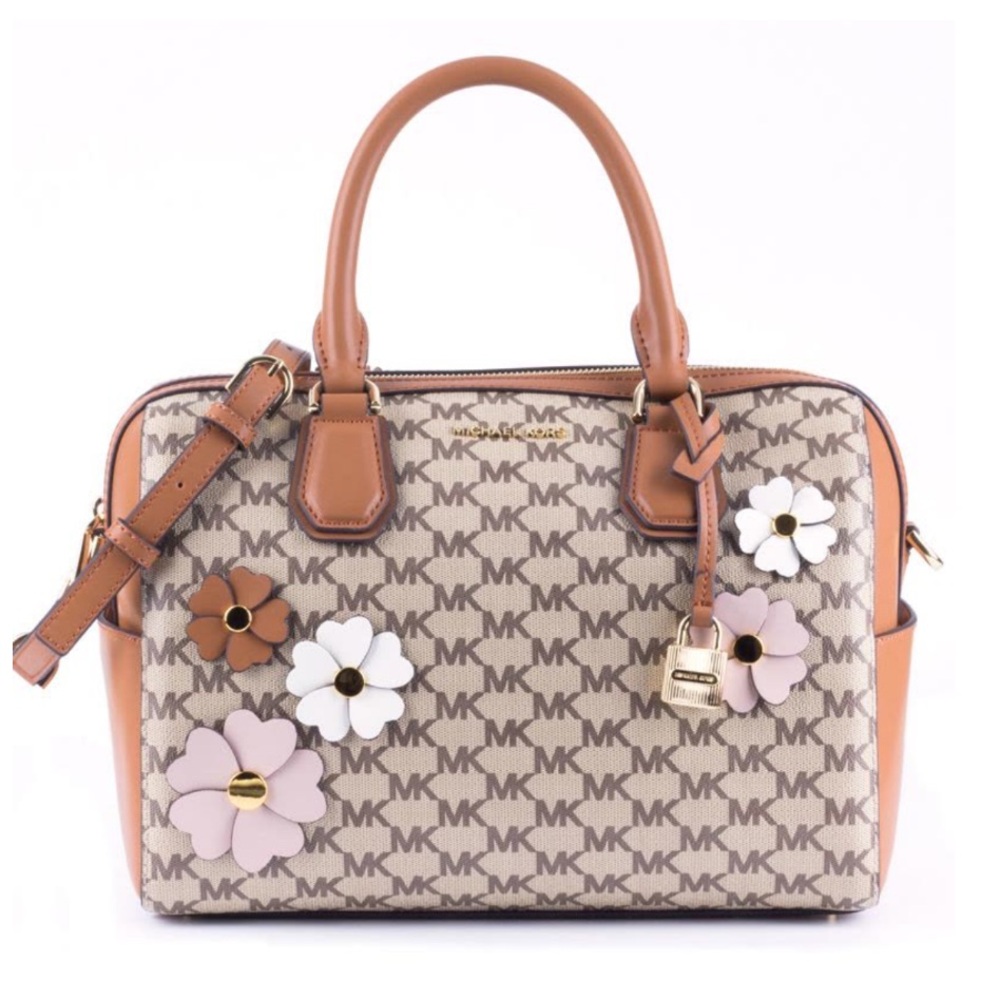 Monogram Floral Appliqué Satchel Mercier - Picture 7 of 16